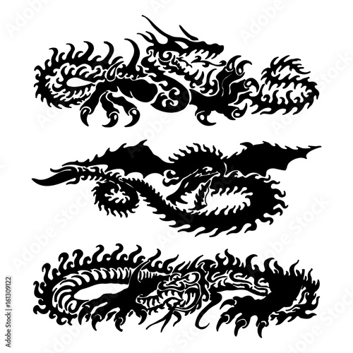 Vector Dragon Tattoo Set