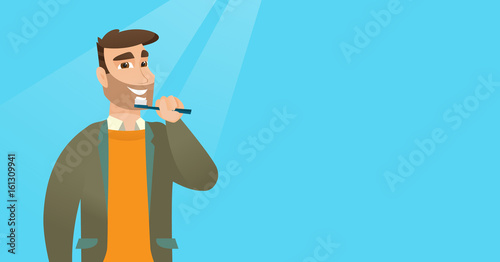 Man brushing teeth vector illustration.