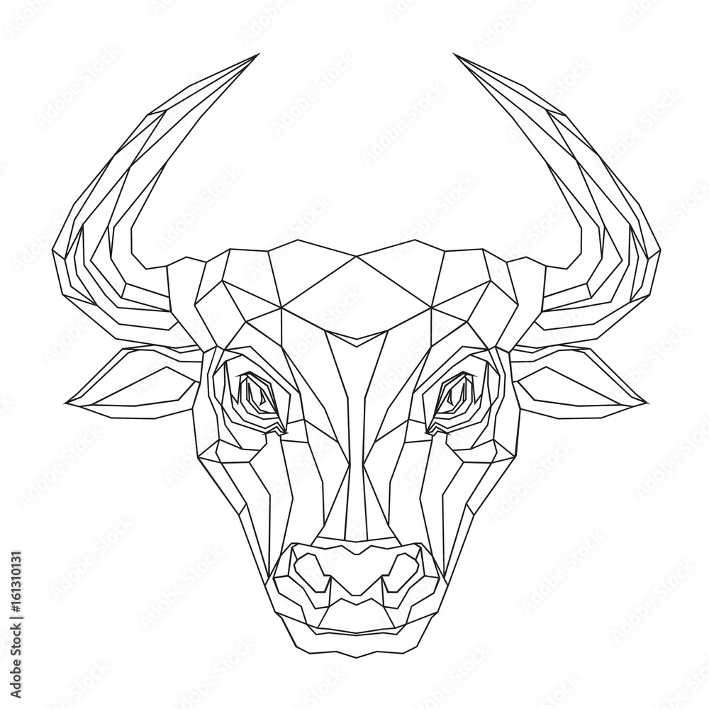 Obraz premium Bull stylized triangle polygonal model