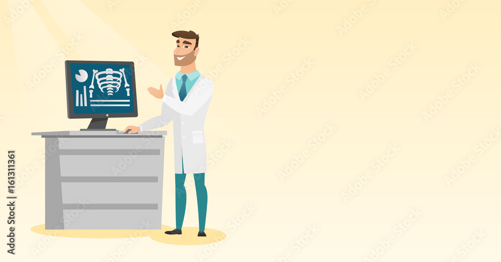 Doctor examining a radiograph vector illustration. Doctor examining a radiograph vector illustration.