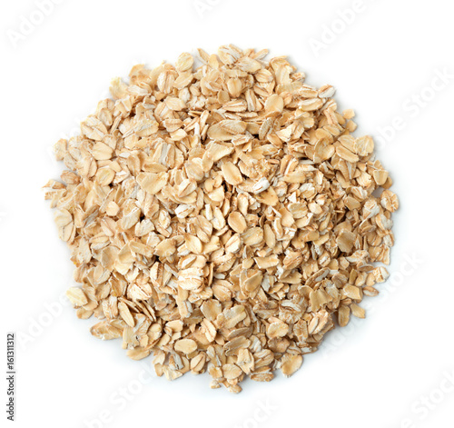 Top view of dry rolled oatmeal flakes