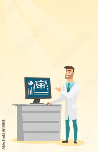 Doctor examining a radiograph vector illustration.