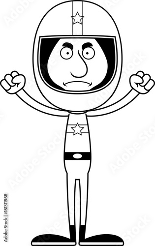 Cartoon Angry Race Car Driver Man