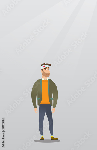 Man with an injured head vector illustration.