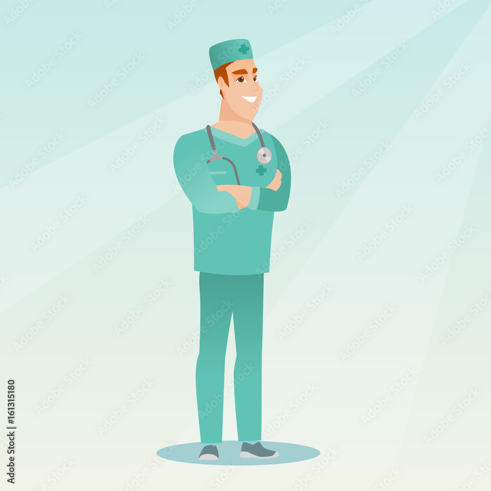 Young confident surgeon with arms crossed. Young confident surgeon with arms crossed.