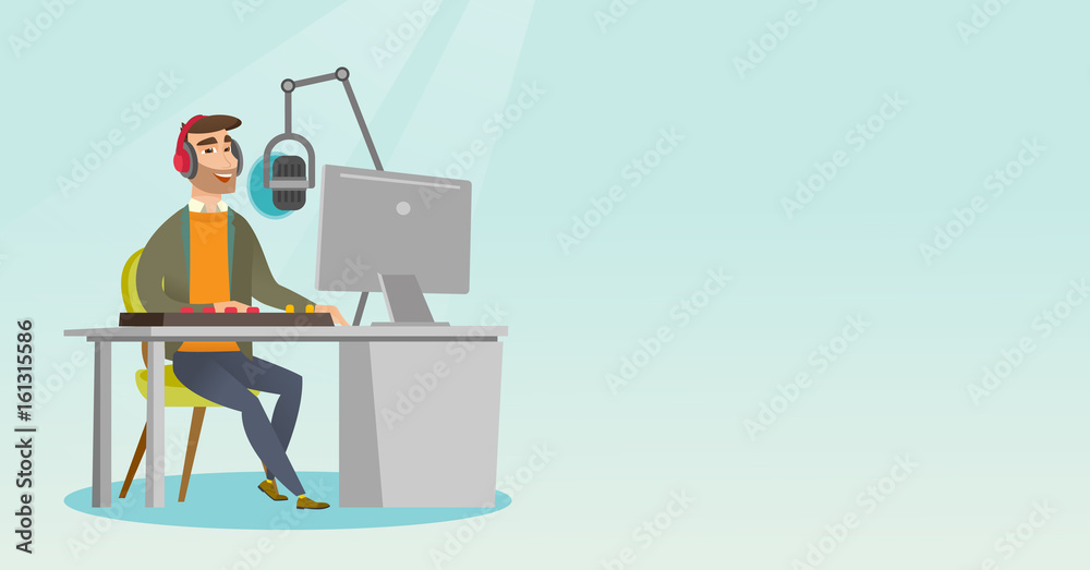 Dj working on the radio vector illustration Dj working on the radio vector illustration