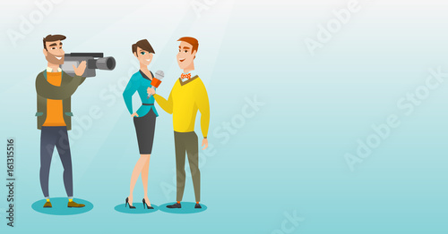 TV interview vector illustration.