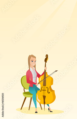 Woman playing the cello vector illustration.
