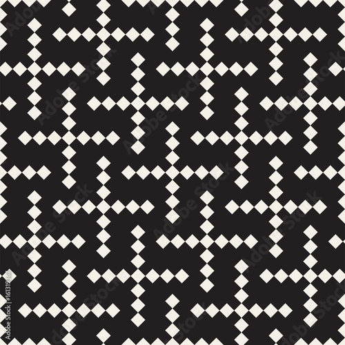 Seamless black and white cross lattice pattern. Abstract geometric tiling mosaic. Stylish background design