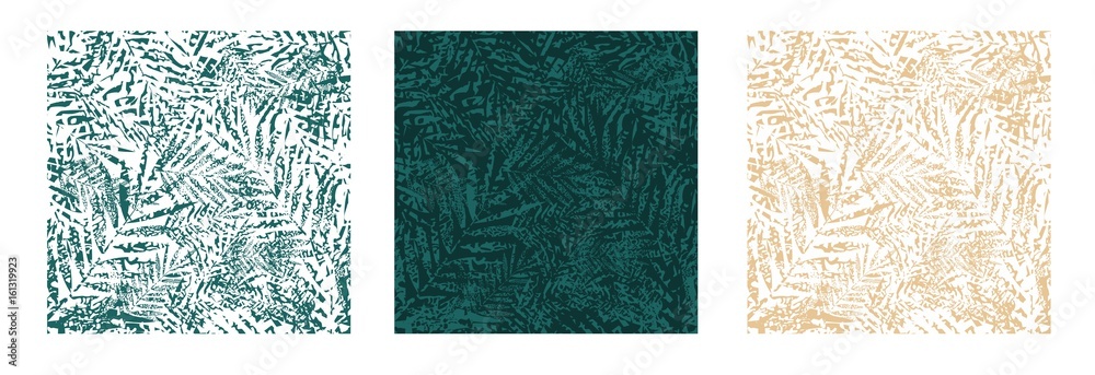Tropical palm leaves seamless pattern. Vector illustration. Set - obrazy, fototapety, plakaty 