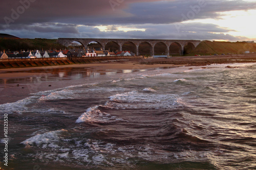 Cullen village bathed in evening sun, Moray, Scotland photo