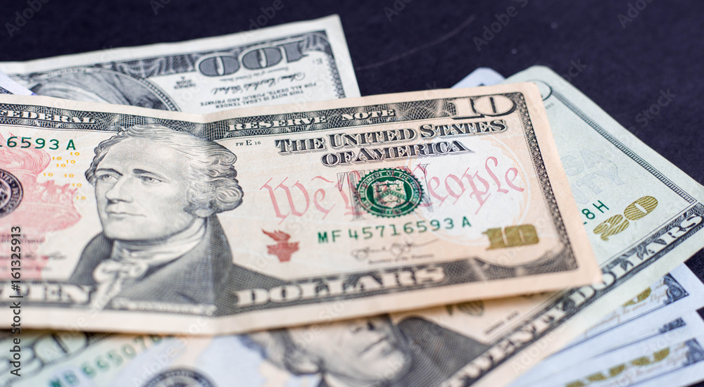 American dollars from united states treasure and federal reserve with portraits of usa presidents useful for background American dollars from united states treasure and federal reserve with portraits of usa presidents useful for background