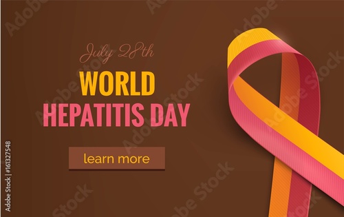 Hepatitis Awareness Ribbon Background. 28 July World hepatitis day. Vector illustration