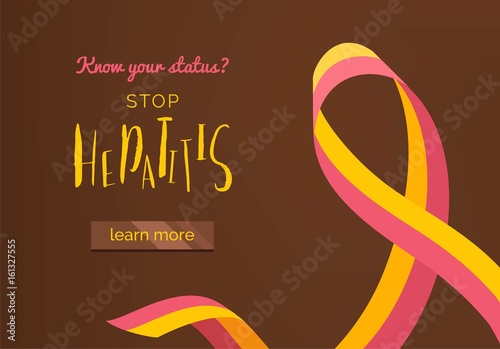 Hepatitis Awareness Ribbon Background. 28 July World hepatitis day. Vector illustration