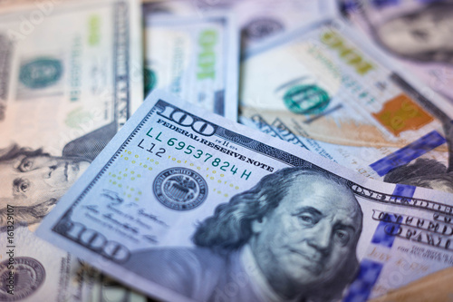 American dollars from united states treasure and federal reserve with portraits of usa presidents useful for background