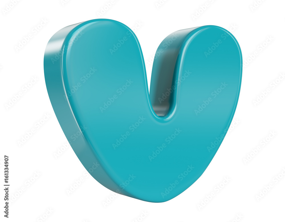 Letter V on white background. 3d render illustration. Letter V on white background. 3d render illustration.