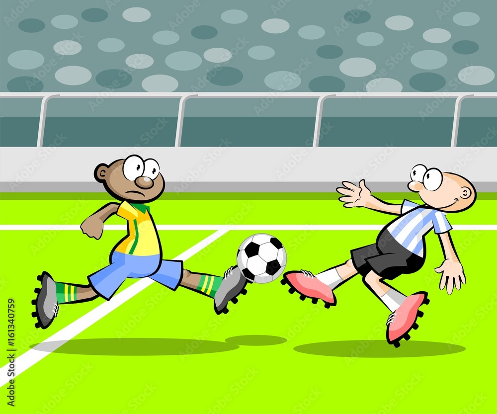 Argentina vs Brazil Cartoons Soccer players