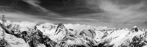 Black and white panorama of snow winter mountain © BSANI