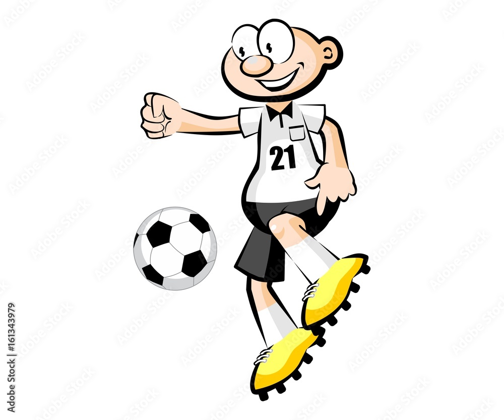 Cartoon Soccer player isolated over white