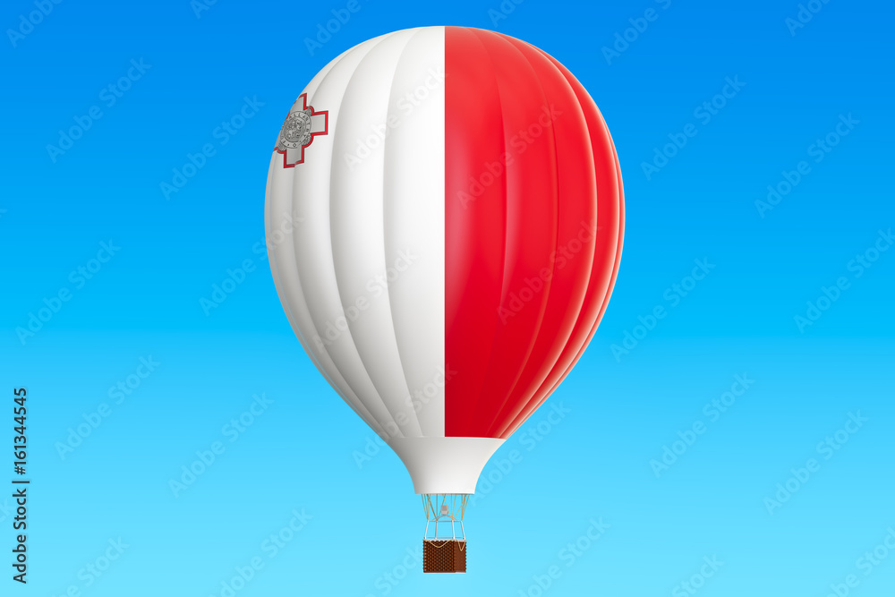 Obraz premium Hot air balloon with Malta flag, 3D rendering
