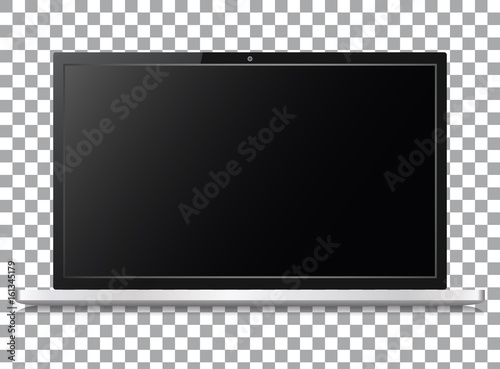 Set of realistic laptop on transparent background