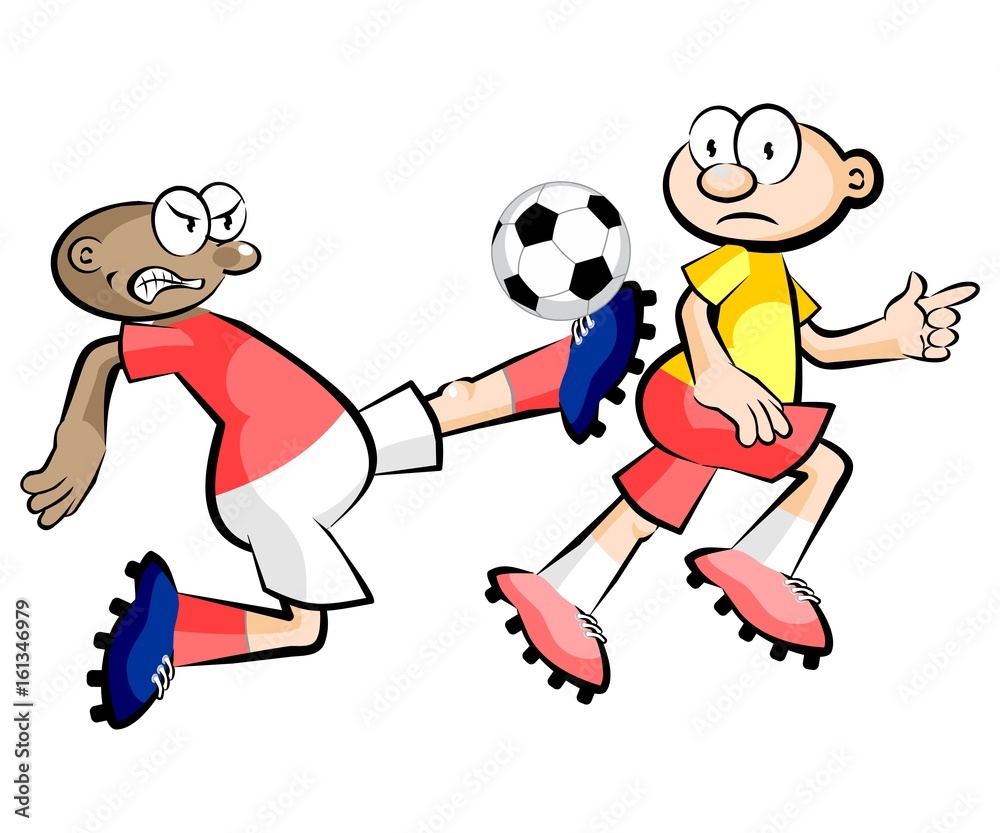 Cartoons Soccer players isolated over white