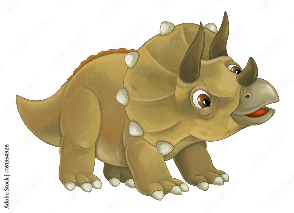 Fototapeta premium cartoon happy and funny dinosaur looking up - triceratops