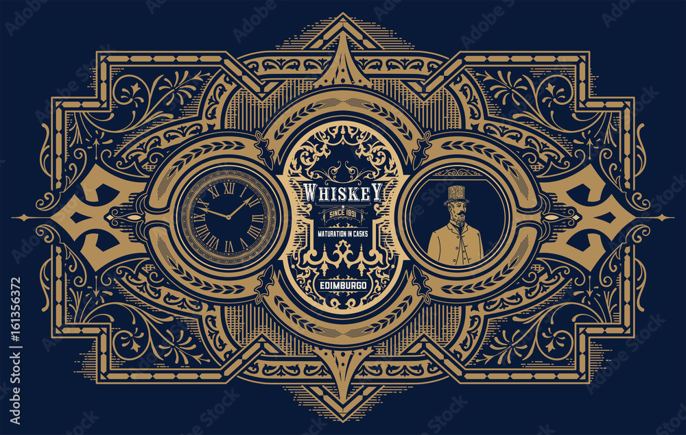 Retro whiskey label. Vector layered