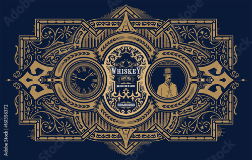 Retro whiskey label. Vector layered