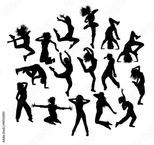 Happy and Fun Breakdancer Silhouettes, art vector design