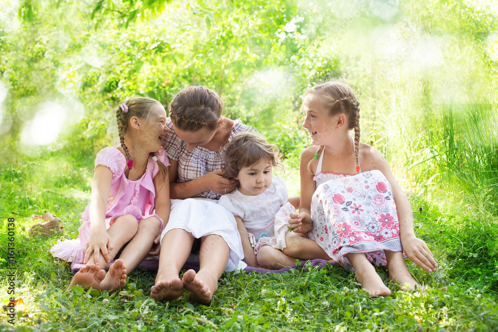 Fototapeta premium Little girls outdoors