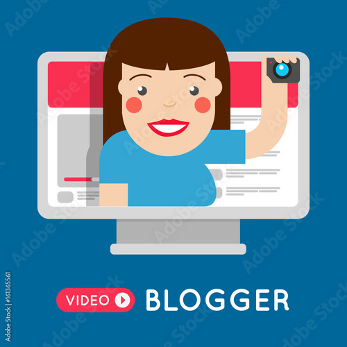 Fashion Video blogger girl broadcasting 