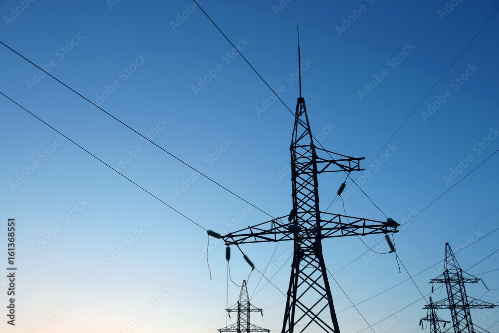 masts and wires on a background blue sky. masts and wires on a background blue sky.
