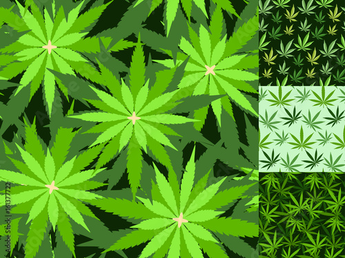 Green marijuana background vector illustration seamless pattern marihuana leaf herb narcotic textile