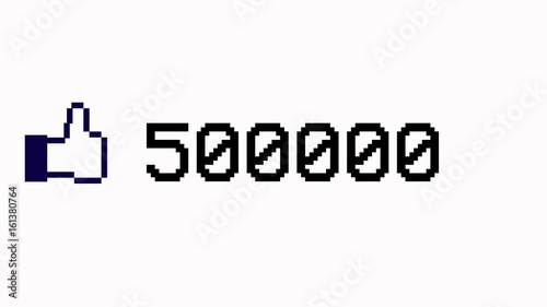 Animated counter quickly increasing to 1 million likes. White background, 4k, NTSC 29,97 fps