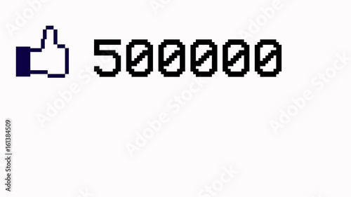 Animated counter quickly increasing to 1 million likes. White background, 4k, NTSC 29,97 fps