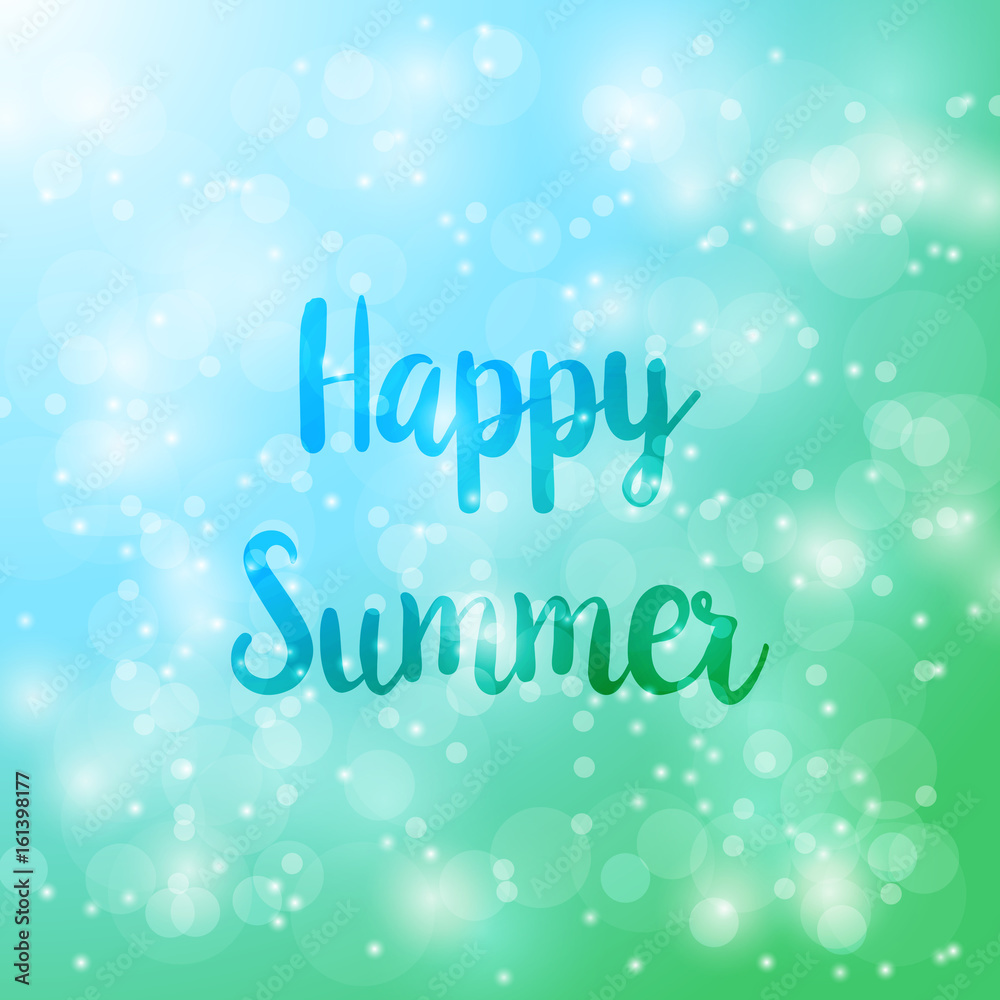 Happy Summer. Vector abstract bokeh blur background. Festive defocused lights.