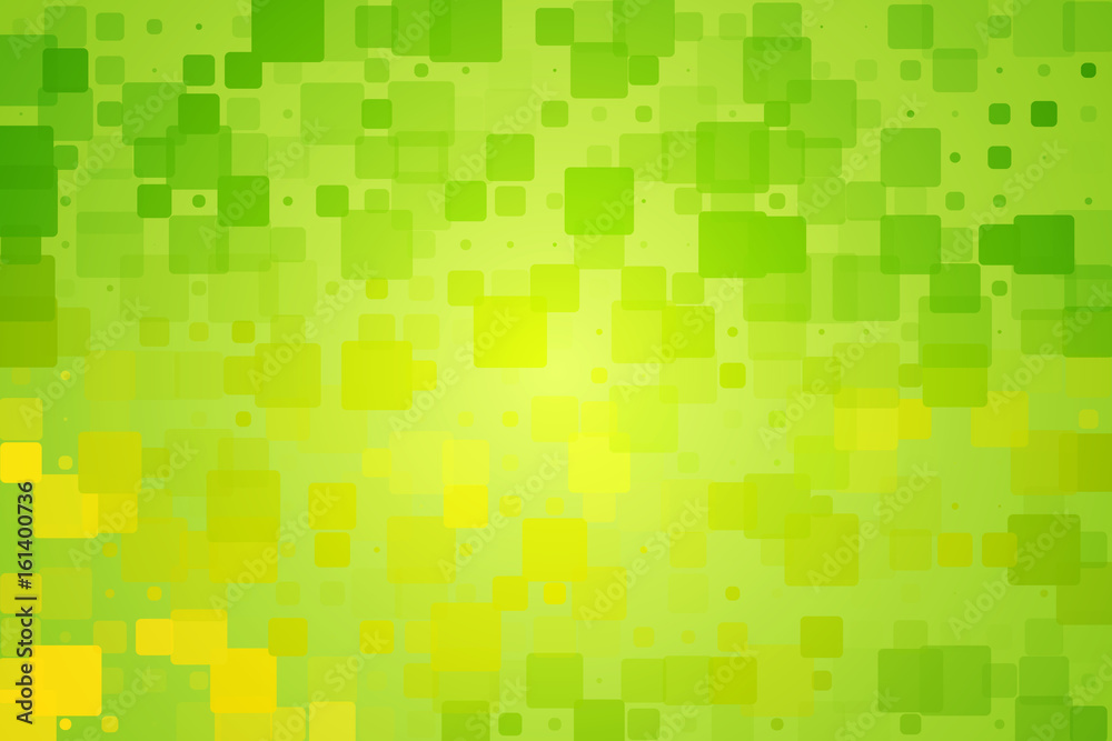 Fototapeta premium Green yellow shades glowing various tiles background