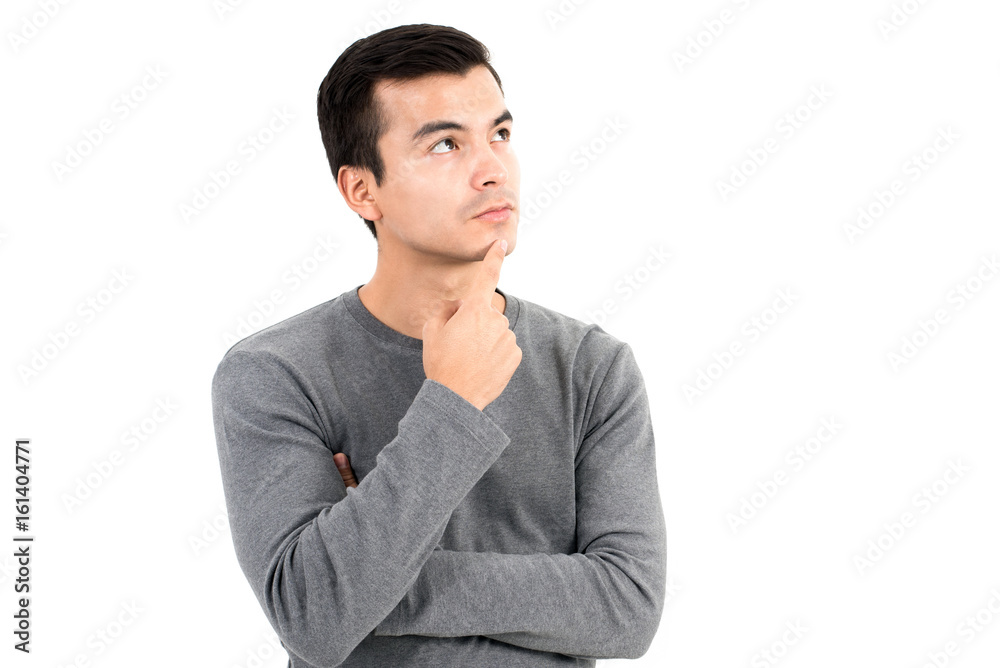 Thoughtful man with eyes looking up Thoughtful man with eyes looking up