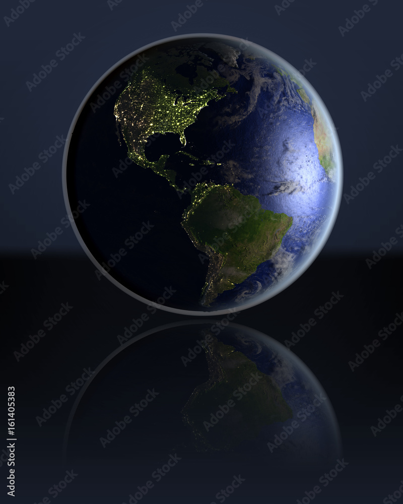Fototapeta premium Americas on dark globe