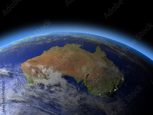 Fototapeta Naklejka Na Ścianę i Meble -  Australia from space in evening