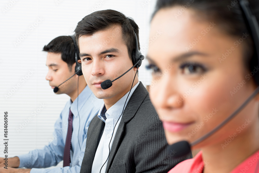 Call Center (or Telemarketer) Team Stock Photo 