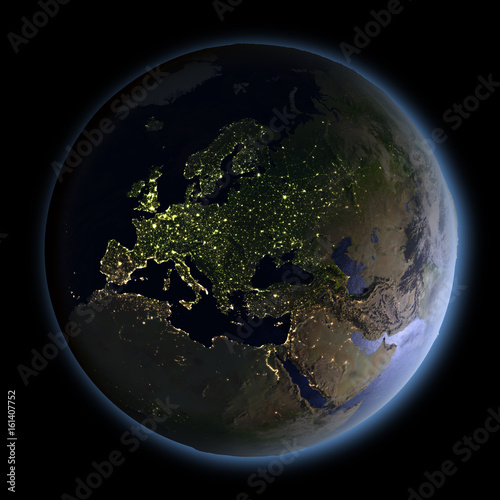Fototapeta Naklejka Na Ścianę i Meble -  Europe from space at night