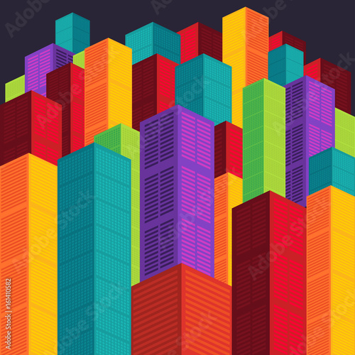vector illustration of building Multicolored Background