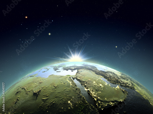 Fototapeta Naklejka Na Ścianę i Meble -  Middle East from space in sunrise