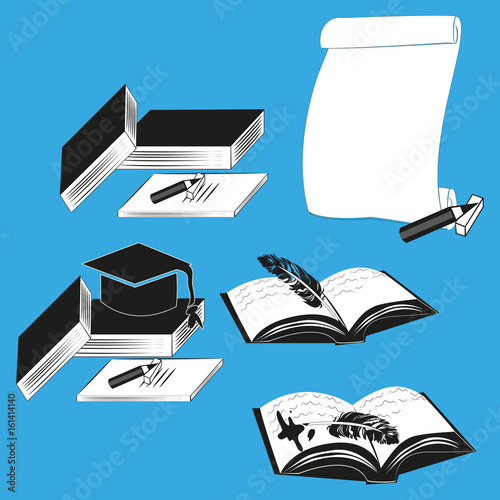 Education icons: vector set of elementary school and university signs photo