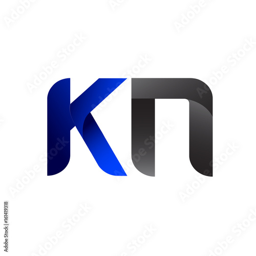 Modern Simple Initial Logo Vector Blue Grey kn