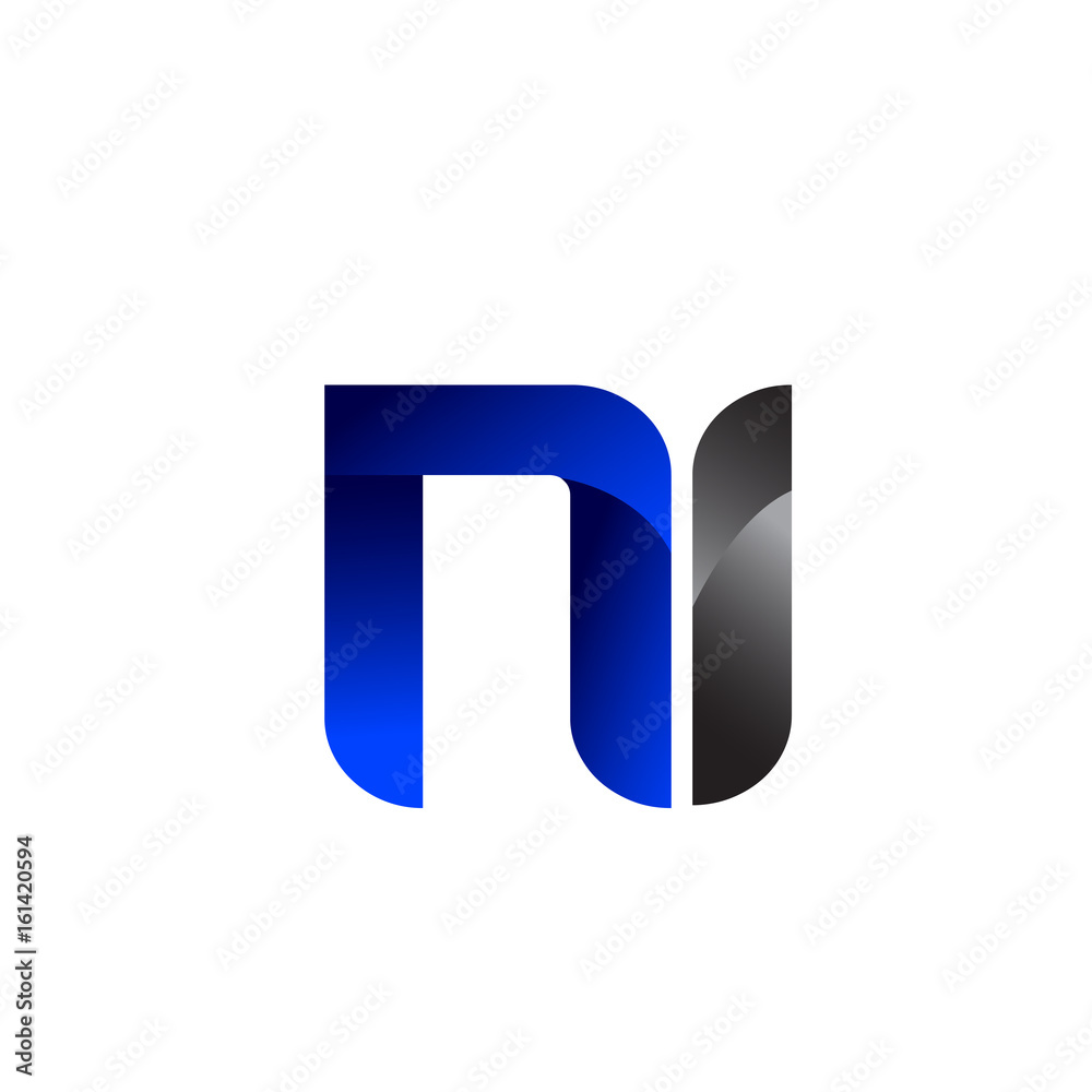Modern Simple Initial Logo Vector Blue Grey ni Modern Simple Initial Logo Vector Blue Grey ni
