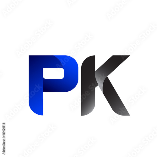 Modern Simple Initial Logo Vector Blue Grey pk