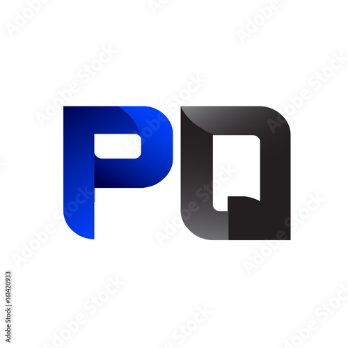 Modern Simple Initial Logo Vector Blue Grey pq